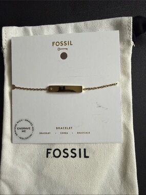 Fossil Gold Tone Engravable Bar Bracelet